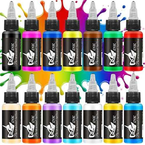 BAODELI Tattoo Ink Set,1oz 30ml/Bottle Tattoo Pigments Set 14 Colors Tattoo Ink Color Set Bright&Long Lasting