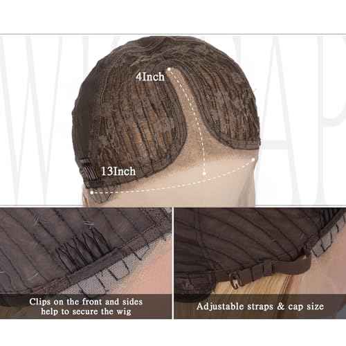 Synthetic Lace Front Wig 26 Inches Long Blonde Wig for Women Straight Layered Wig 13x4x1 HD Lace Pre Plucked Hairline Middle Part Synthetic Wigs for Daily Party Use (#Mixed Blonde, 26 Inch)