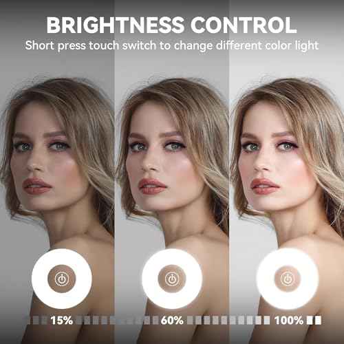 Hasipu Arch Vanity Mirror with Light, 32" x 24" Arched Led Makeup Mirror with 10X Magnification, Tabletop Desk Mirror, Dimmable 3 Colors Mode