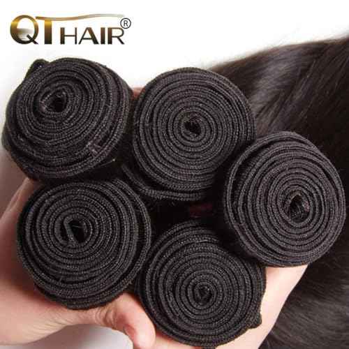 QTHAIR 16A Straight Human Hair 24Inch 100g 100% Unprocessed Straight Brazilian Virgin Hair Weave Natural Color Brazilian Straight Hair Bundles