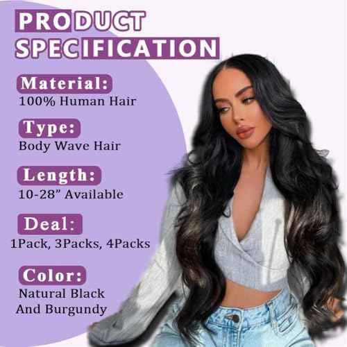 Body Wave Bundles Human Hair 20 22 24 Inch 12A Brazilian 3 Bundles Human Hair Extensions Natural Black