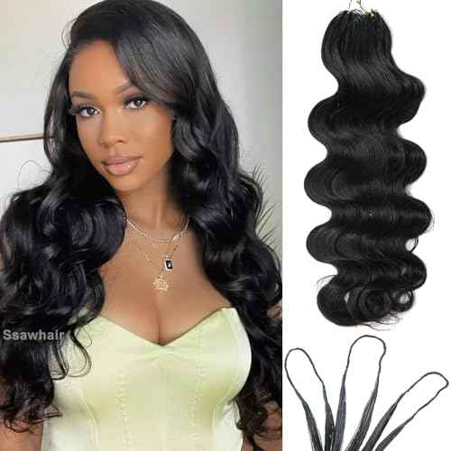 Body Wave Crochet Human Hair Knotless Pre-Separated Braid Virgin Human Hair With String Pre-Looped Reusable Feather Crochet Hair Extensions 16Inch 120g 100Strands