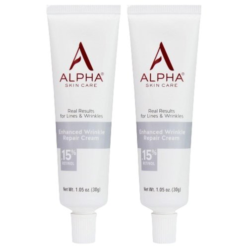 Alpha Skin Care Enhanced Wrinkle Repair Cream, Anti-Aging Formula, 0.15% Retinol with Vitamins A, C & E, Reduces Lines & Wrinkles, For All Skin Types, 1.05 oz, White, 2 Pack