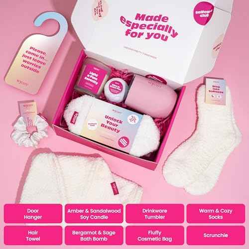 Wycare Gift Box for Women - Perfect Birthday Spa Gift Baskets for Women - Best Friend Birthday Box Care Package - Get Well Soon Self Care Set - Advent Calendar Alternative