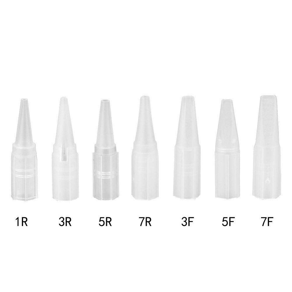 50PCS White Eyebrow Tattoo Needle Tips Permanent Makeup Tattoo Nozzle Caps Disposable (3R)