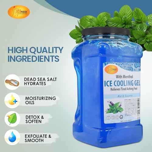 SPA REDI - Massage Cooling Gel for Pedicure, With Menthol, Peppermint Extract - Professional Strength Pedicure Foot and Leg Ice Cooling Gel Massage Therapy (Mint and Eucalyptus, 1 Gallon)