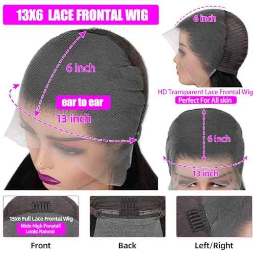 13x6 HD Lace Front Wigs Human Hair Pre Plucked 200% Density Water Wave Frontal Wigs for Women Wet And Wavy Human Hair Wigs Natural Color 24 Inch