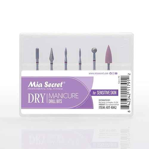 6 pcs Dry Manicure Drill Bits Set, Mia Secret DIY home and Salon nail bits for Sensitive Skin MADE IN USA