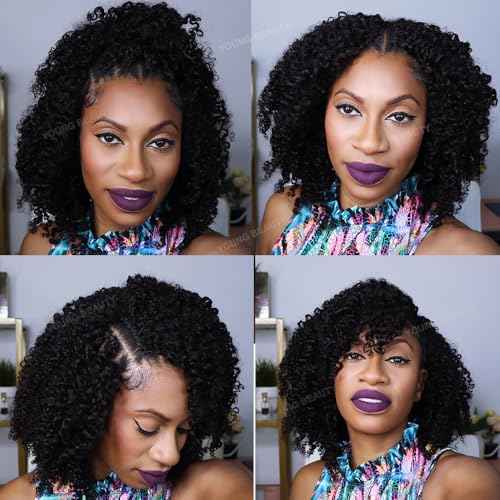 Kinky Curly Crochet Human Hair Extensions Pre-Separated Crochet Hair Multi-Textured Kinky Curly Reusable Micro Twists 16inch 120g (Usually 240g Full Head) Natural Black