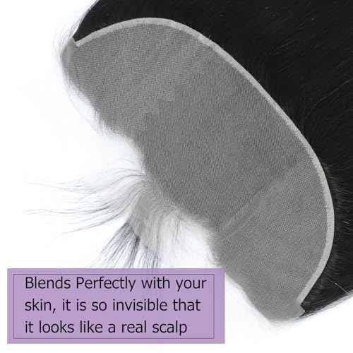 HD Frontal 13x6 Lace Frontal Straight Human Hair Transparent 13x6 Straight HD Lace Closure Big Long Space From Ear to Ear Free Part 100% Raw Virgin Human Hair Natural Black Color 14 Inch