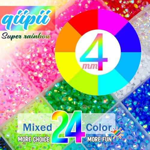 3 Boxes 24 Color 3mm 4mm 5mm Jelly Resin Rhinestones Flatback Colorful Stones Gems Diamonds Charms for Nails Face Makeup Bedazzling Crafting Tumblers Bottles DIY Crafts Clothes Shoes Phones