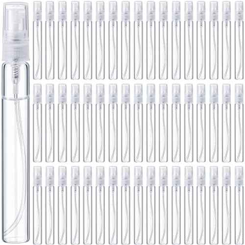 Tanlade 300 Pcs 10ml Mini Spray Bottles Clear Glass Perfume Atomizer Sprayer Bottles Portable Perfume Travel Refillable Bottle for Travel Pocket Dispenser Container