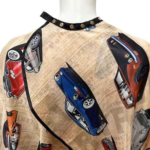 Barber Cape for Men Professional Hair Cutting Salon Cape with Snaps Waterproof Hairdressing Styling Cape Gown Apron- 63¡±¡¿ 56¡±(Vintage Cars)