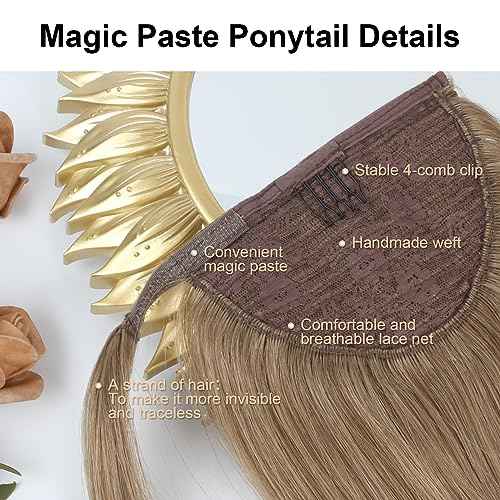 ABH AMAZINGBEAUTY HAIR Ponytail Hair Extensions Remy Human Hair for Women Ponytail Extensions Wrap in Pony Tail 100 Gram Ash Brown 8 Color 20 Inch