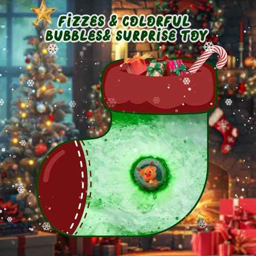 Christmas Bath Bombs for Kids with Surprise Toys Inside, 2025 Christmas Stocking Stuffers Gift for Kids, 6 Pack Bubble Bath Bomb for Boys Girls Toddlers