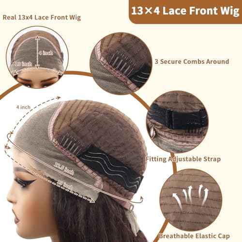 4C Edges Baby Hair Kinky Straight Human Hair Wig Glueless Side Part Short Yaki Bob Wig Human Hair Thick End UHD 13x4 Lace Front Wig Pre-Bleached Natural Color Brazilian Virgin Hair 10"