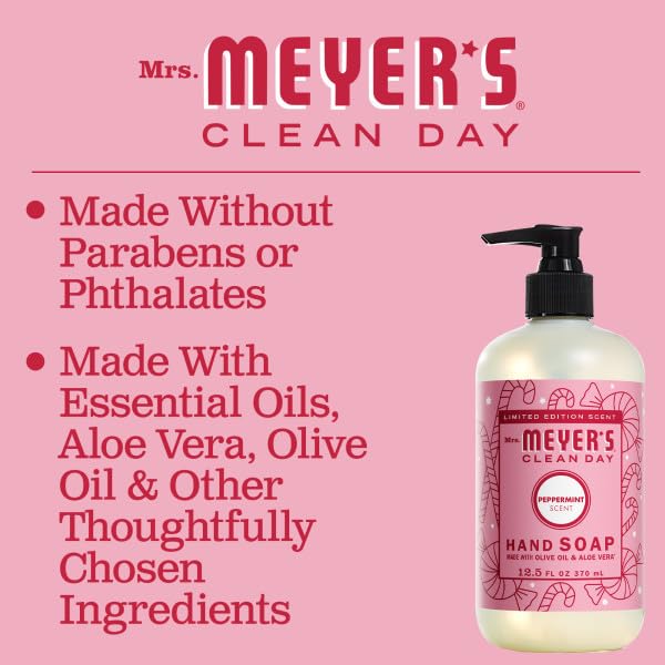 MRS. MEYER'S CLEAN DAY Peppermint Liquid Hand Soap Peppermint, 12.5 oz. (Pack of 4)