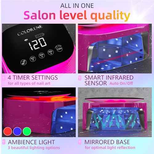Cordless UV LED Nail Lamp, 60W Rechargeable Nail Dryer Gel Polish Light, Intelligent Auto Sensor LCD Display Nail Lamp, Portable 30 Beads Led Nail Light with 4 Timer Setting