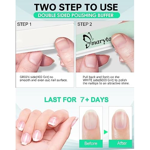 Maryton Nail Buffer and Shine Kit - 10pcs Nail Shine Buffer Blocks for Natural Nails Polisher Fingernail Buffer Buffing File 400 6000 Grit