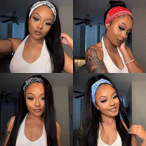 TNICE Headband Wig Human Hair Straight 22 Inch Headband Wigs for Black Women Glueless None Lace Front Human Hair Wigs Brazilian Virgin Hair Machine Made Headband Wigs 150% Density Natural Color
