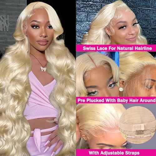 30 Inch 613 Lace Front Wig Human Hair 13X6 Body Wave Blonde Wigs Human Hair 200% Density Blonde Lace Front Wigs Pre Plucked 613 HD Lace Frontal Wigs Glueless Wig With Baby Hairs