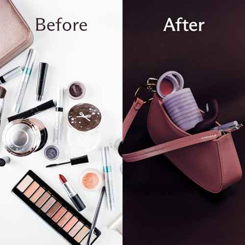 Subtl Staks 5-in-1 Travel Makeup kit by subtl beauty - eyeshadow duo, powder blush, cream highlighter, lip and cheek, lip balm - free travel mirror and brush - stackable makeup for travel