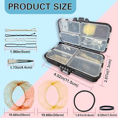 Hair Pins Kit,B1jounie YA Dance Stuff Cosmetology Kit Bobby Pins for Women Girls 126Pcs Hair Accessories Kit with Storage Box for Dance Ballet Cheerleading Travel