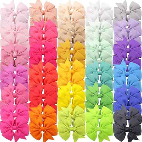60Pcs Baby Hair Bows Clips: 2 inch Fully Lined Clips for Infant Toddler Girls (30 pairs)