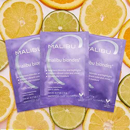 Malibu C Blondes Wellness Remedy - Removes Discoloration from Bleached, Highlighted or Natural Blonde Hair + Restores Vibrance and Shine with Vitamin C Complex (12 Packets)