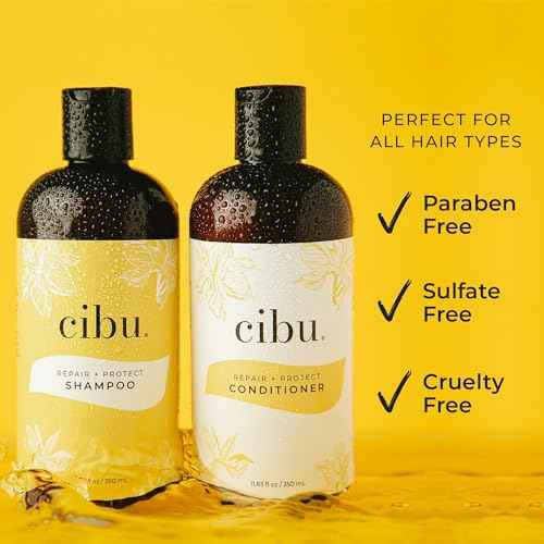 CIBU Repair + Protect Hair Conditioner for Damaged Dry Hair, 1 Liter - Protects from Breakage and Split Ends, Leaves Strands Smooth and Luxurious - Color Safe Repair Conditioner Gentle for Daily Use