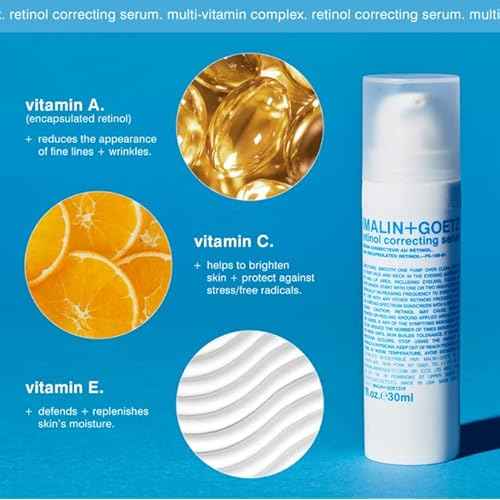 MALIN+GOETZ Retinol Correcting Serum | Multi-Vitamin Retinol Serum with Vitamins A, C, E + Superoxide Dismutase | Smooths Texture, Brightens, Firms + Reduces Fine Lines | Vegan + Cruelty-Free(1 Fl Oz)