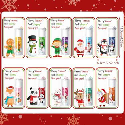 120 Pack Christmas Lip Balms Bulk Christmas Party Gifts Favors Stocking Stuffers Holiday Lip Balms Employee Staff Team Appreciation Gifts Thank You for Teacher Coworkers (Cute)