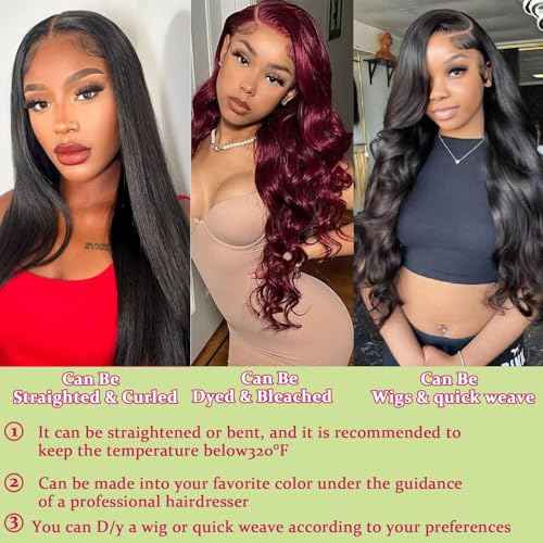 Human Hair Bundles Body Wave Bundles Human Hair 20 22 24 Inch 12A Grade 100% Unprocessed Brazilian Virgin Hair Body Wave 3 Bundles Deals Real Human Hair Extensions For Black Women Natural Black