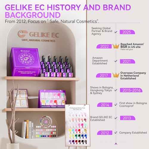 gelike ec Pro Gel Polish for Salon: 36 Colors Kit HEMA-FREE Highly Pigmented Formula Manicure Nail Art Design for Women 16ml Professional Bottles