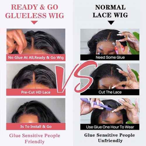 9x6 Glueless Wigs, Pre Plucked & Pre Cut, 180% Density HD Lace Closure, Straight Lace Front, 20" Inch Ready to Wear Wigs