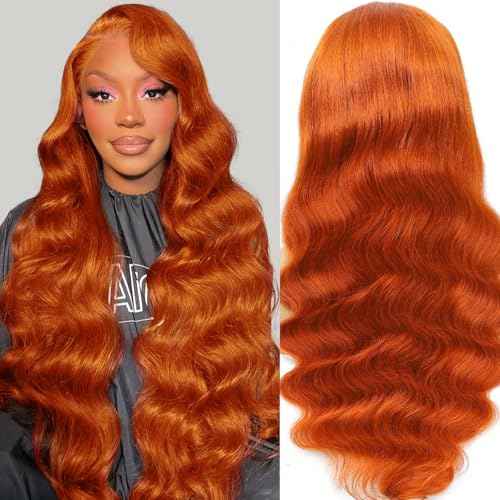 28 Inch Ginger Wig Human Hair 200 Density 13x4 HD Lace Front Wigs Human Hair Pre Plucked Ginger Body Wave Human Hair Wig Color HD Lace Frontal Wigs Human Hair