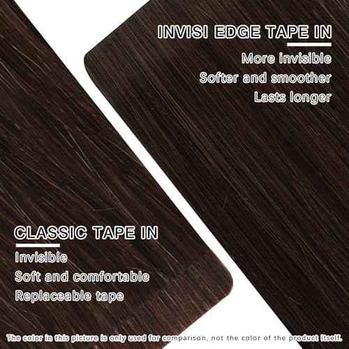 ABH AMAZINGBEAUTY HAIR Invisi Edge Tape in Hair Extensions Real Human Hair, Seamless Injected Hand-Tied Virgin Human Hair Pro Quality Tape ins 20PCS 50G/Pack, Auburn Color #30 22Inch