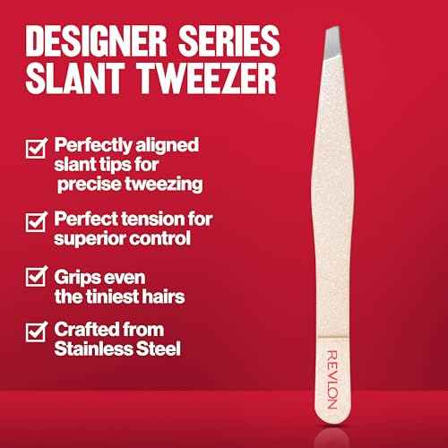 Revlon Designer Series Slant Tweezer, High Precision, Made With Long Lasting Stainless Steel, Stocking Stuffer for Women, 1 Count