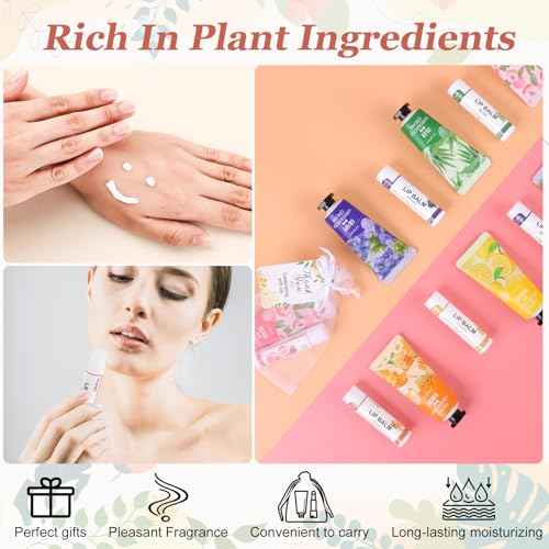 30 Sets Bulk Hand Cream and Bulk Lip Balm Gifts, Stocking Stuffers for Women, Wedding Favors for Guests with Thank You Card and Organza Bags, Christmas Gifts, Employee Appreciation Gifts