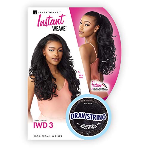 Sensationnel Instant weave half wig - 3 synthetic blendwig adjustable drawstring for seamless hair blending (1 JETBLACK)