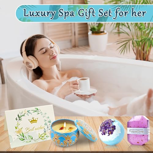 LUYITOM Gift Box for Women Birthday Bath Relax Spa Basket for Mom Wife, Get Well Soon Gifts Baskets Ideas for Women on Mother’s Day Birthday