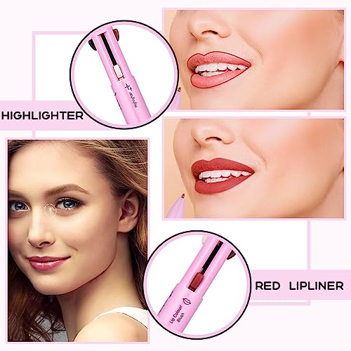 Loopeer 3 Pieces 4 in 1 Makeup Pen Eyebrow Pencil Eye Liner Lip Liner Highlighter Eyebrow Liner All in One Makeup Pencil Waterproof Lip Color Makeup Beauty Tool for Women for Travel(01#)