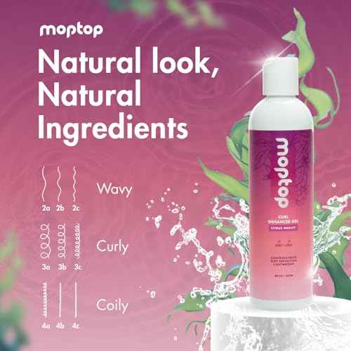 MopTop Curl Enhancer Gel ? Curl Defining Gel to Enhance Curly and Coily Hair, Lightweight and Anti Frizz Hair Care with Aloe, Sea Botanicals & Honey (Citrus Medley, 2pk)