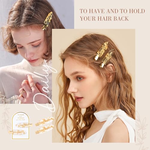 32PCS Bridesmaid Hair Clips No Bend Hair Clips Bridesmaid Gifts Hair Accessories Makeup Creaseless Glitter Hair Clips for Bride Women Girls(32Pcs/16Cards)