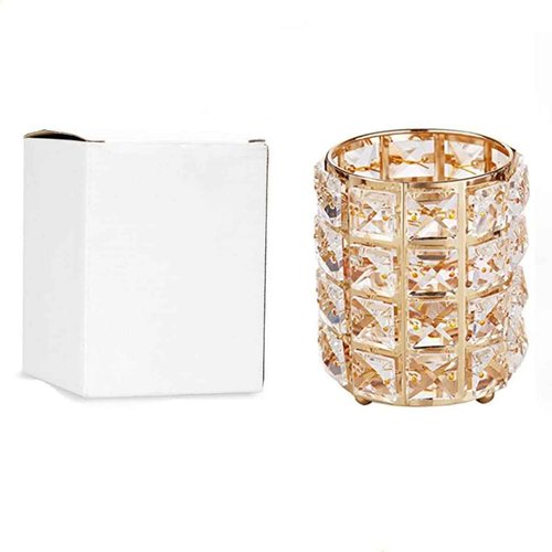 AISIBO Crystal Beads Makeup Brush Holder, Makeup Brush Organizer Vanity Decor, Handcrafted Cosmetics Brushes Cup, Crystal Cup for Makeup Brushes(Gold)