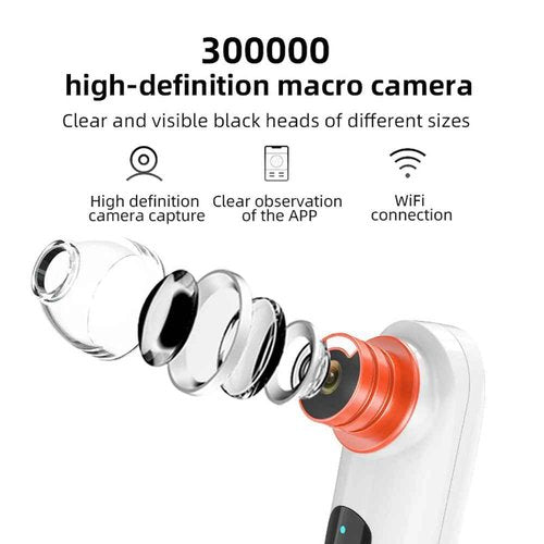 Blackhead Remover Vacuum,Blackhead Remover Tool with HD Camera & USB Charging - Pimple Extractor Vacuum,3 Stops & 4 Suction Heads Pore Extractor (White) (White)