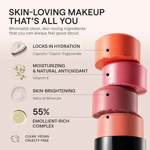Nudestix Nudies Bloom All Over Dewy Color ? 3-in-1 Cream Blush Stick for Cheeks, Eyes & Lips with Built-In Brush | Sheer, Glossy Finish | Vegan, Long-Wear, Multi-Use Makeup