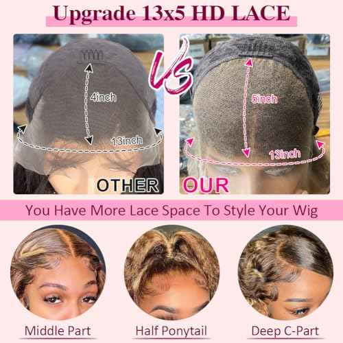 CYNOSURE 18 Inch Highlight Ombre Deep Curly Lace Front Wigs Human Hair 13x5 HD Transparent Lace Frontal Wig Honey Blonde Jerry Curly Wig Human Hair Pre Plucked 180 Density for Women