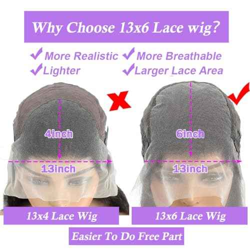 13x6 Deep Wave Lace Front Wigs Human Hair 200% Density 26 Inch Curly Human Hair Wig for Women Natural Black HD Transparent Lace Glueless Frontal Wigs Human Hair Pre Plucked