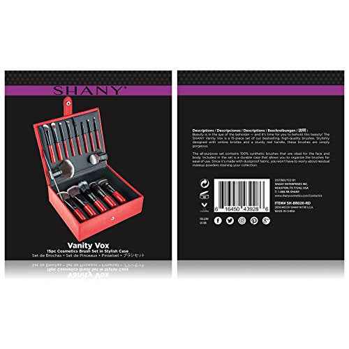 SHANY Makeup Brushes Vanity Vox- 15 Pc Premium Cosmetics Brush Set with Stylish Makeup Brush Storage Box and Brush Stand